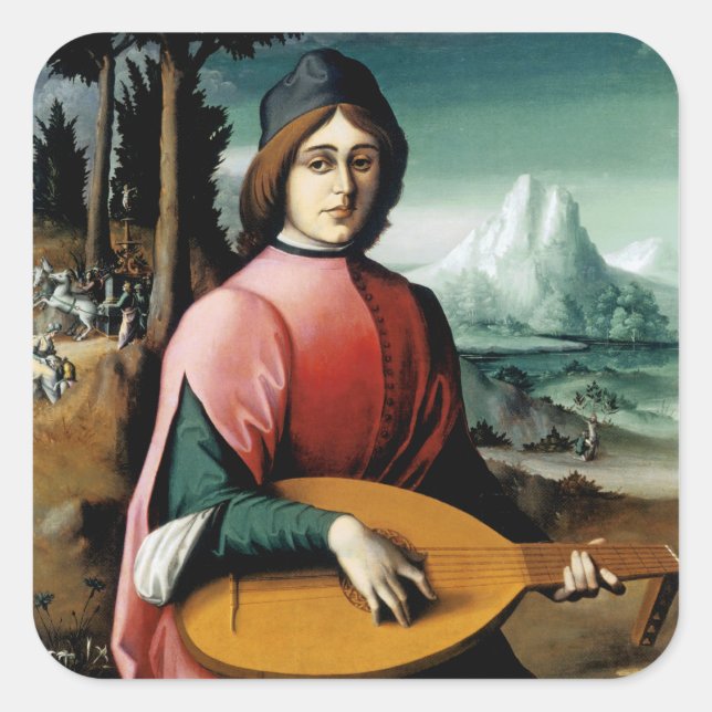 Adesivo Quadrado Retrato de um Jovem com Luta (Frente)