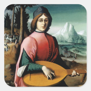 Adesivo Quadrado Retrato de um Jovem com Lute