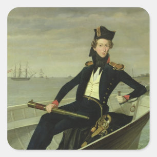 Adesivo Quadrado Retrato de um oficial naval dinamarquês novo, 184