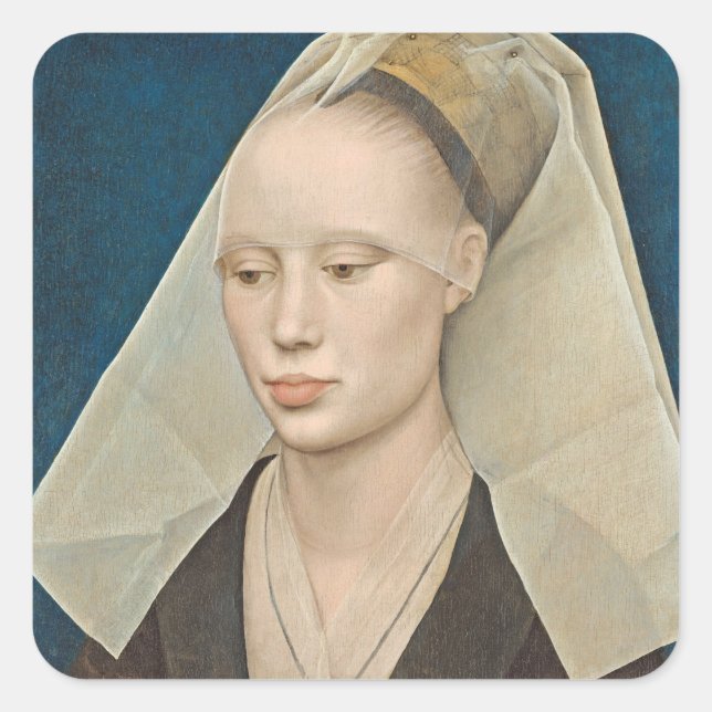 Adesivo Quadrado Retrato de uma dama, c.1460 (óleo no painel) (Frente)