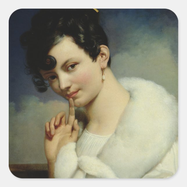 Adesivo Quadrado Retrato de uma Mulher 3 (Frente)