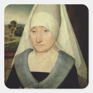 Adesivo Quadrado Retrato de uma mulher adulta (óleo no painel)