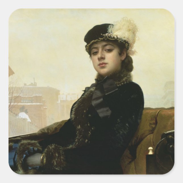 Adesivo Quadrado Retrato de uma Mulher Desconhecida, 1883 (Frente)