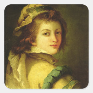 Adesivo Quadrado Retrato de uma página, 1762-70 (óleo em canvas)