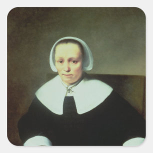 Adesivo Quadrado Retrato de uma senhora com colarinho branco e os