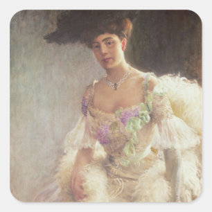 Adesivo Quadrado Retrato de uma senhora no vestido de noite, 1903
