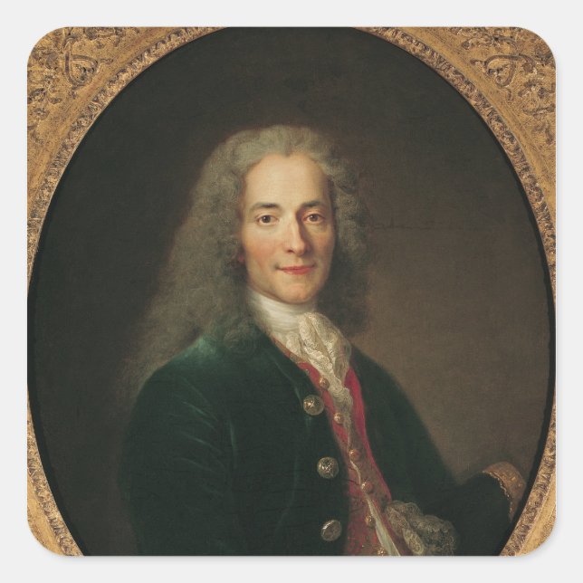 Adesivo Quadrado Retrato de Voltaire depois de 1718 (Frente)