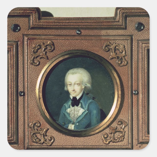 Adesivo Quadrado Retrato de Wolfgang Amadeus Mozart, 1773 (Frente)