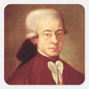 Adesivo Quadrado Retrato de Wolfgang Amadeus Mozart depois de 1770