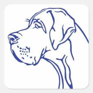 Adesivo Quadrado retrato desenhado de um cão da raça Great Dane