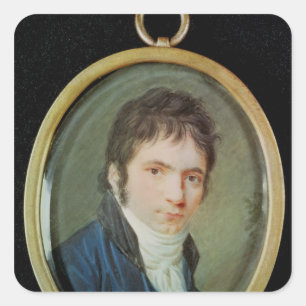 Adesivo Quadrado Retrato diminuto de Ludwig van Beethoven, 1802
