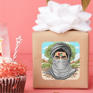 Adesivo Quadrado Retrato do Combate à Liberdade na Palestina