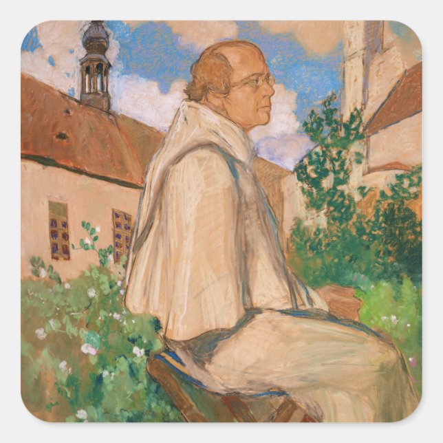 Adesivo Quadrado Retrato do geneticista Johann Gregor (Frente)