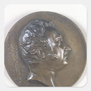 Adesivo Quadrado Retrato do medalhão de Gioacchino Rossini 1829