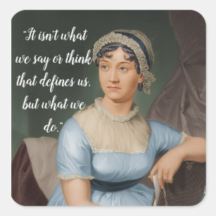 Adesivo Quadrado retrato e citação de Jane Austen