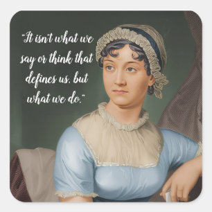 Adesivo Quadrado retrato e citação de Jane Austen