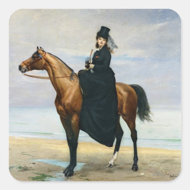 Adesivo Quadrado Retrato Equestre de Mademoiselle Croizette (Frente)