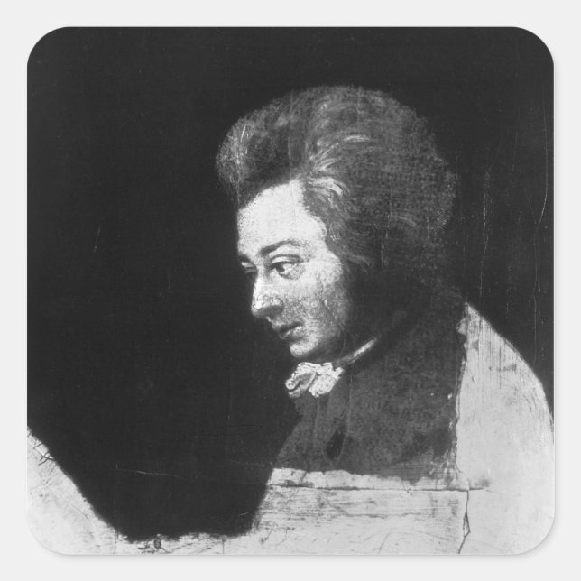 Adesivo Quadrado Retrato inacabado de Wolfgang Amadeus Mozart (Frente)