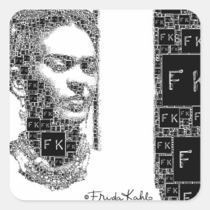 Adesivo Quadrado Retrato preto e branco de Frida Kahlo