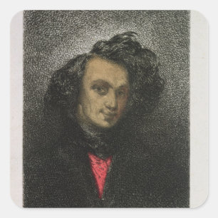 Adesivo Quadrado Retrato próprio, vestido para "Hernani"