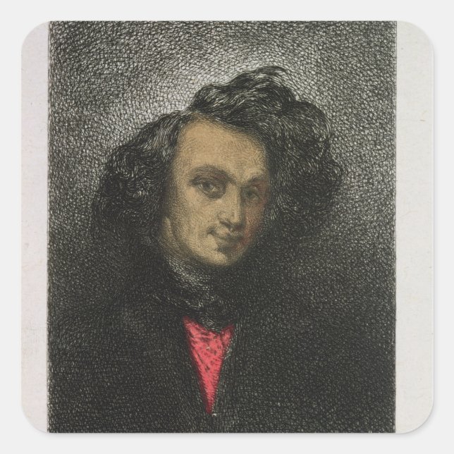 Adesivo Quadrado Retrato próprio, vestido para "Hernani" (Frente)