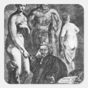 Adesivo Quadrado Retrato Satirical de Laurence Sterne, c.1761