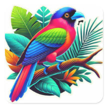 Retrato Tropical de Ave Emerald Vibrante