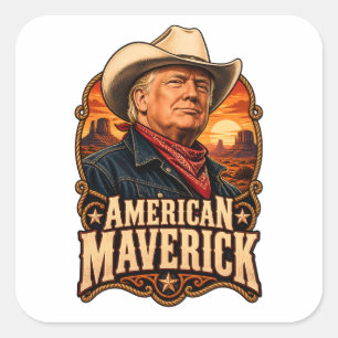 Adesivo Quadrado Retrato Western Maverick Americano