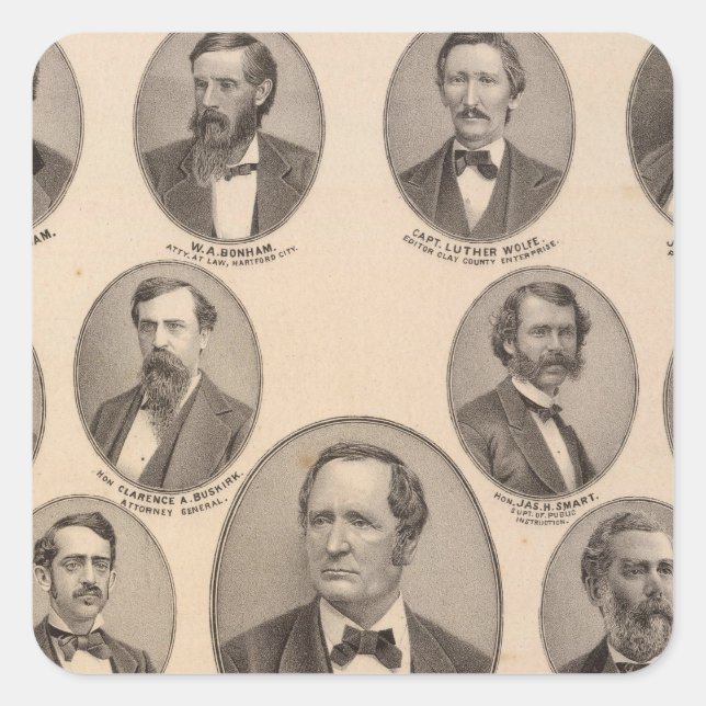 Adesivo Quadrado Retratos de Hon Thomas A Hendricks (Frente)