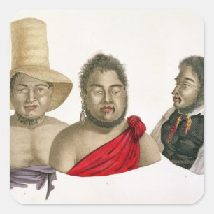 Adesivo Quadrado Retratos dos chefes das ilhas de sanduíche, de