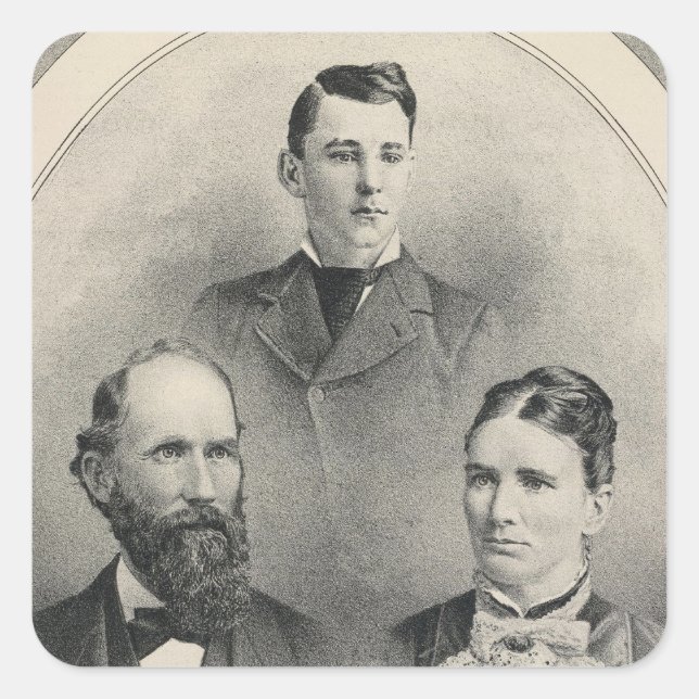 Adesivo Quadrado Retratos infantis da família (Frente)