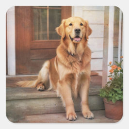 Adesivo Quadrado Retriever de ouro