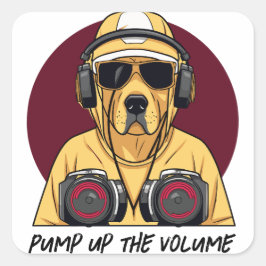 Adesivo Quadrado Retriever de ouro vestido como DJ