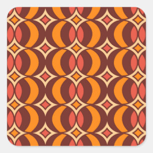 Adesivo Quadrado Retro 70s - Padrão Geométrico Global no outono