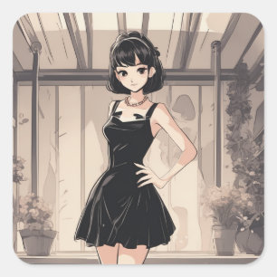 Adesivo Quadrado Retro Anime LBD Art Decal - Edição Limitada
