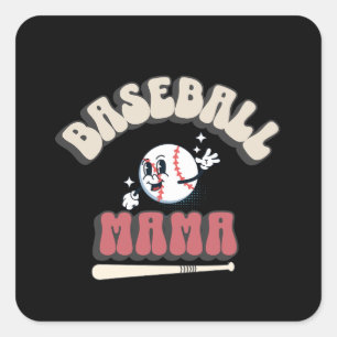 Adesivo Quadrado Retro Baseball Mama