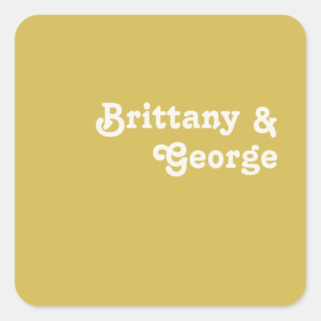 Adesivo Quadrado Retro Beach | Selos De Envelope De Casamento Doura (Frente)