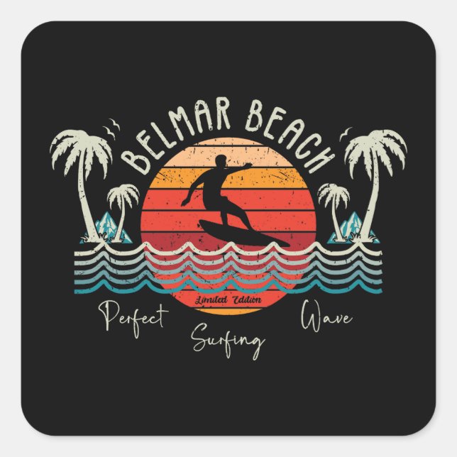 Adesivo Quadrado Retro Belmar Beach (Frente)