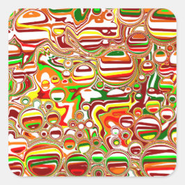 Adesivo Quadrado Retro Bolhas Arte Digital