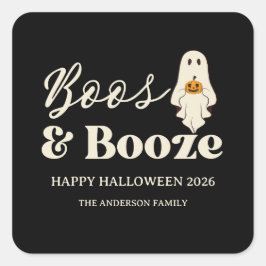 Adesivo Quadrado Retro Boos & Booze Assustador Halloween