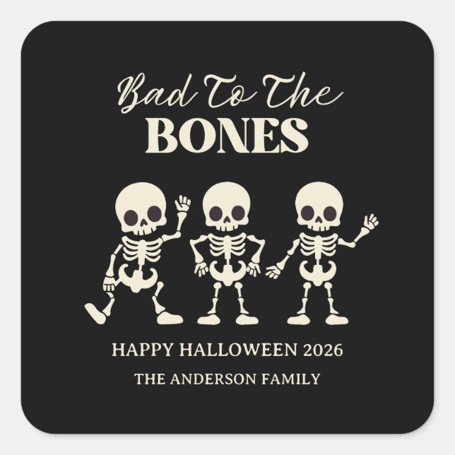 Adesivo Quadrado  Retro Boos & Booze Spooky Halloween (Frente)