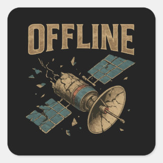 Adesivo Quadrado Retro Broken Satellite "OFFLINE" Space Art