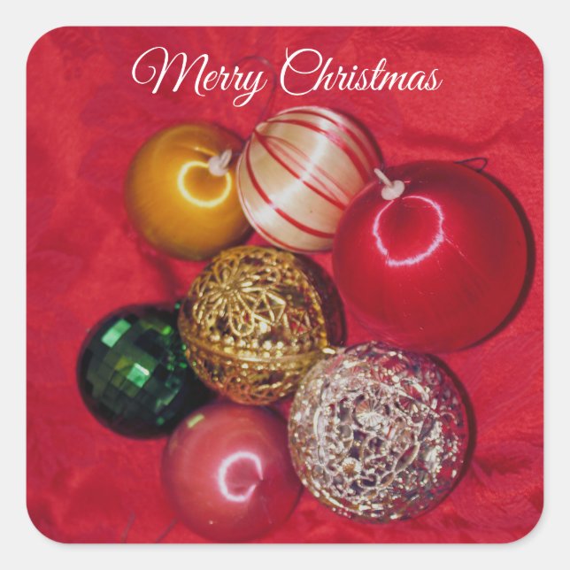 ADESIVO QUADRADO RETRO CHRISTMAS BALLS MERRY CHRISTMAS (Frente)