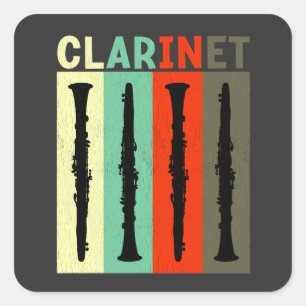 Adesivo Quadrado Retro Clarinet
