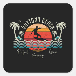 Adesivo Quadrado Retro Daytona Beach Surfing