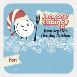Adesivo Quadrado Retrô de Natal de cozinhar de férias para Cla