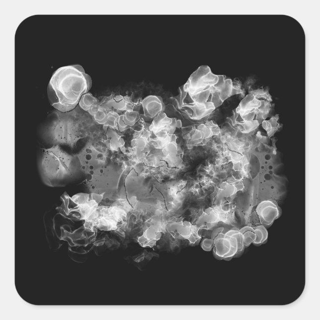 Adesivo Quadrado Retro de tinta a álcool branca e preta (Frente)