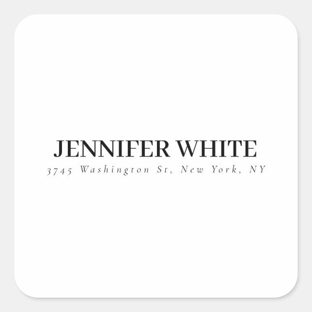 Adesivo Quadrado Retro Elegante preto e branco para caligrafia (Frente)