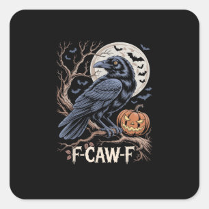 Adesivo Quadrado Retro F-Caw-F Pássaro Corvo Divertido Corvo Pássar