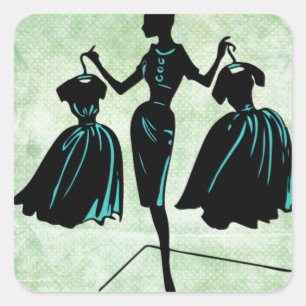 Adesivo Quadrado Retro Fashionista Silhouette